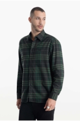 Camisa Xadrez Wool Touch Zurich Loose Irish Verde Escuro