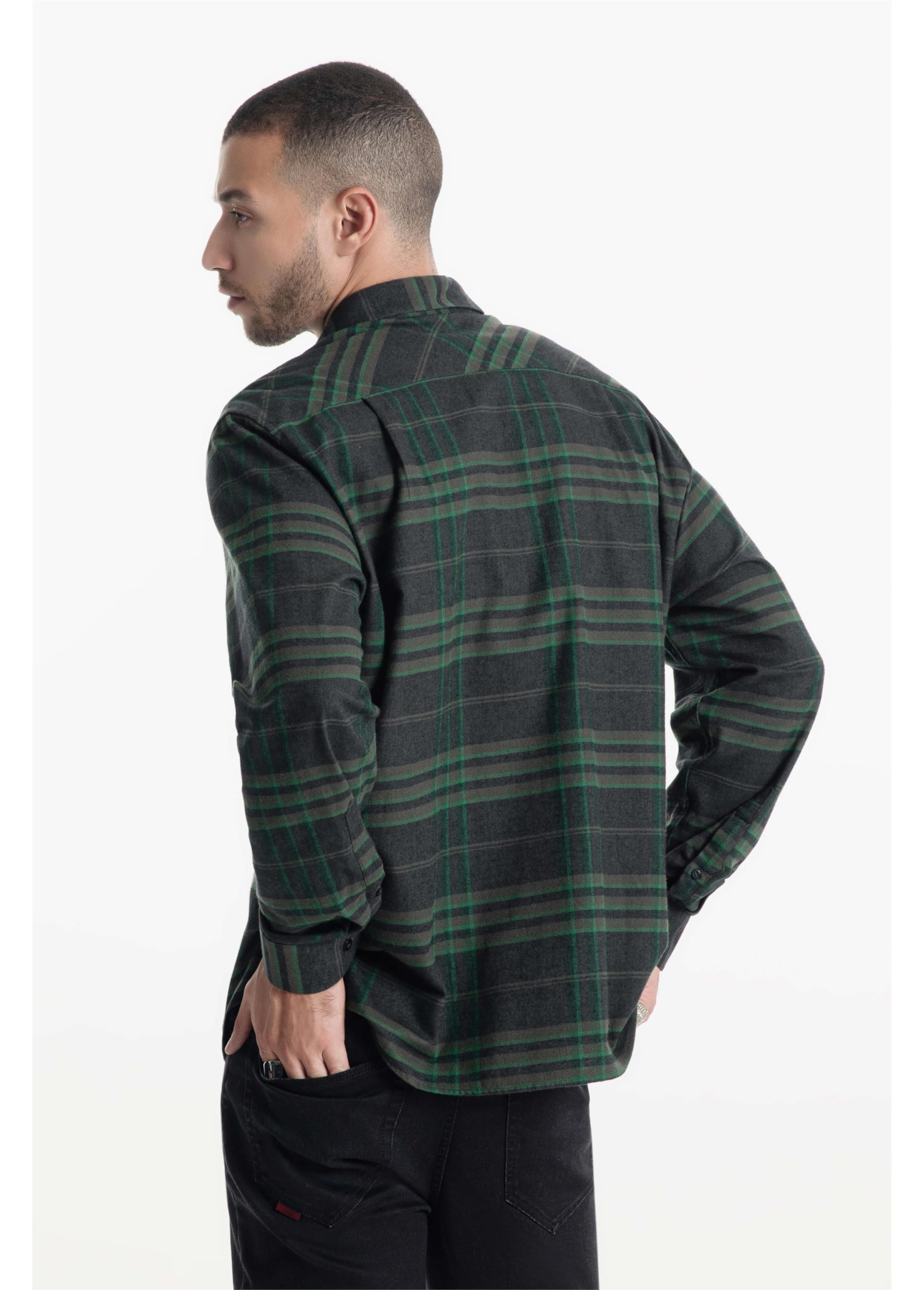 Camisa Xadrez Wool Touch Zurich Loose Irish Verde Escuro