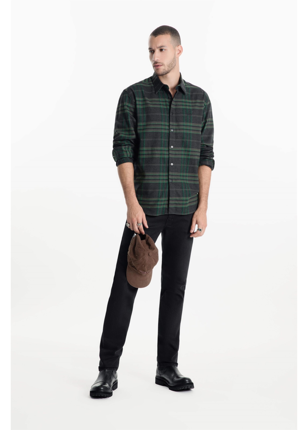 Camisa Xadrez Wool Touch Zurich Loose Irish Verde Escuro