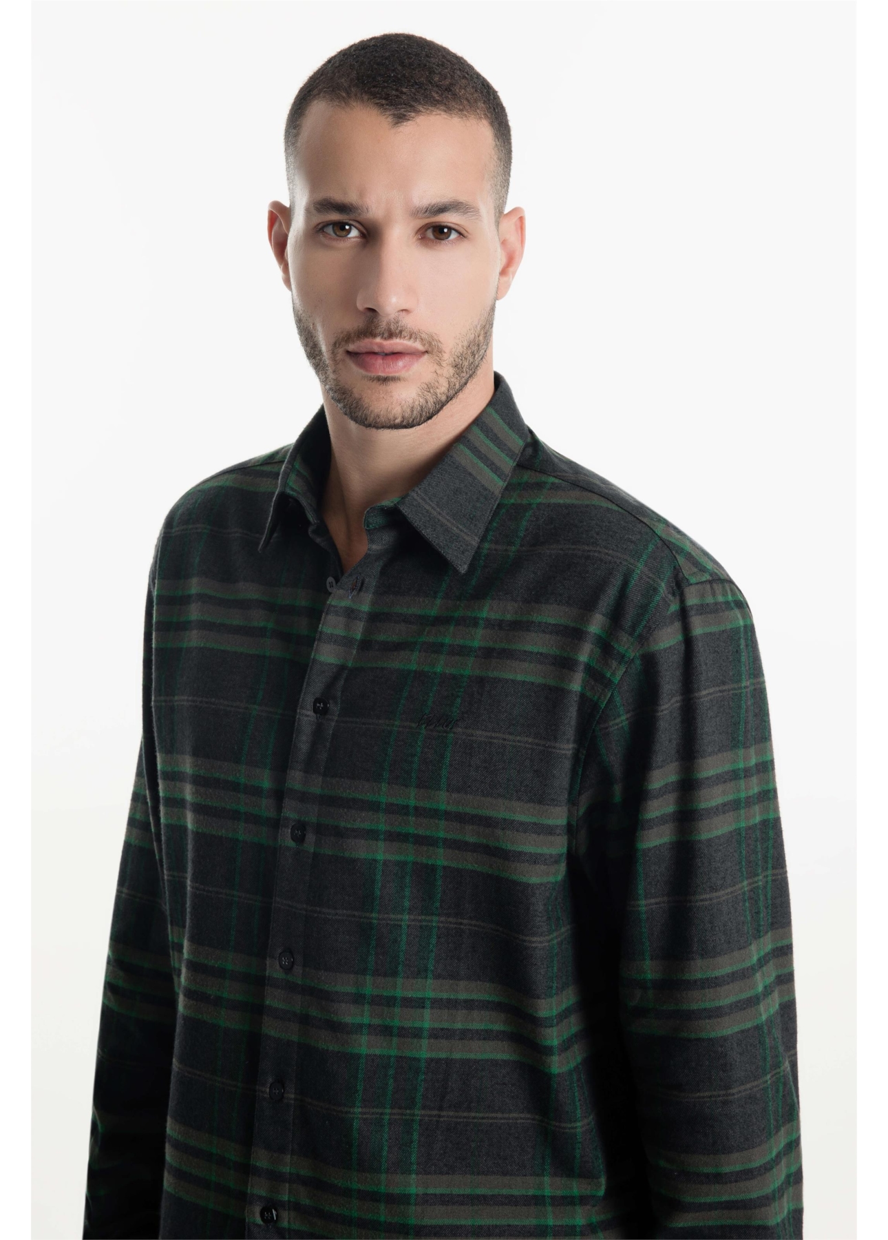 Camisa Xadrez Wool Touch Zurich Loose Irish Verde Escuro