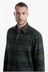 Camisa Xadrez Wool Touch Zurich Loose Irish Verde Escuro