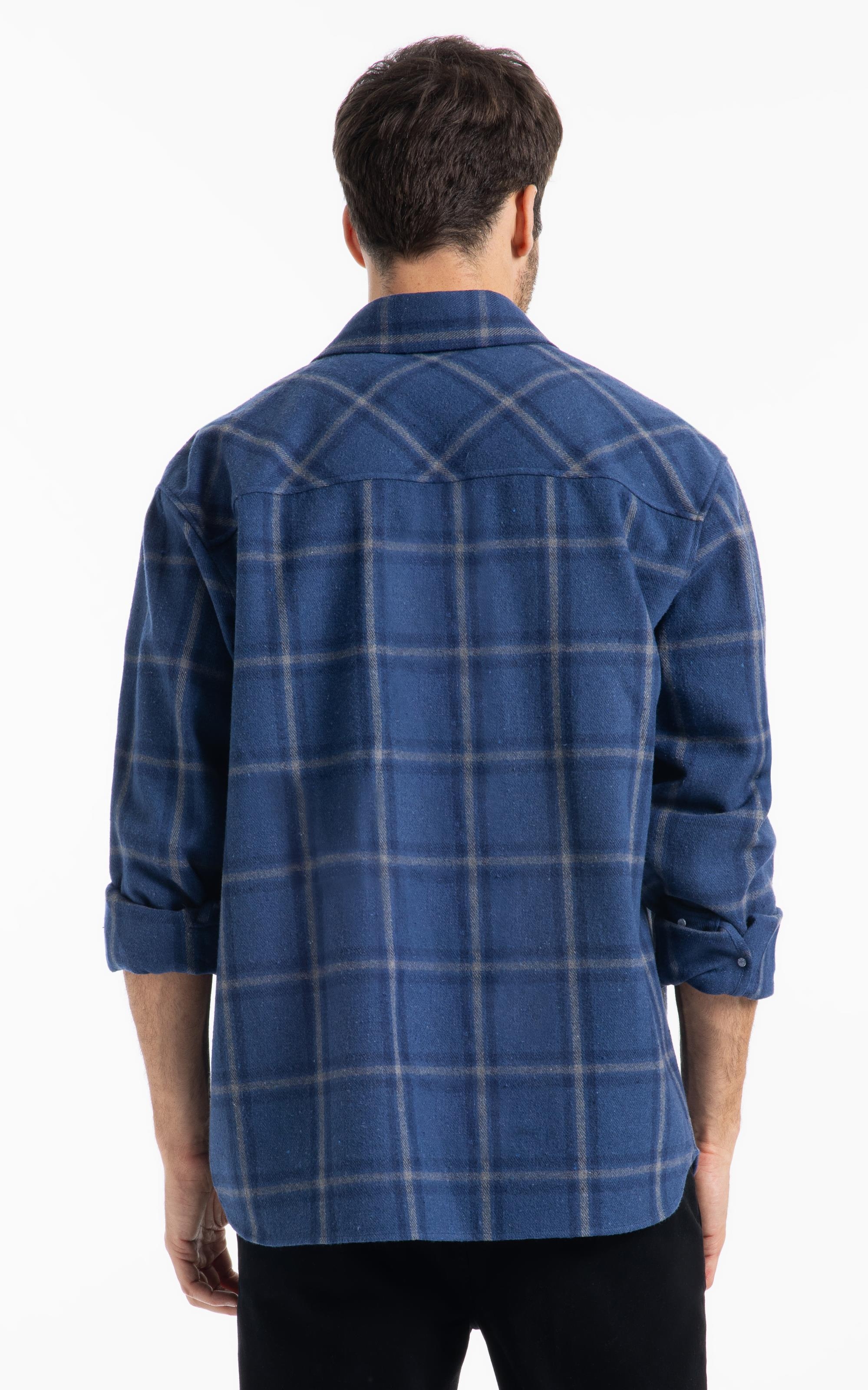 Camisa Xadrez Wool Winter Jackshirt Marinho