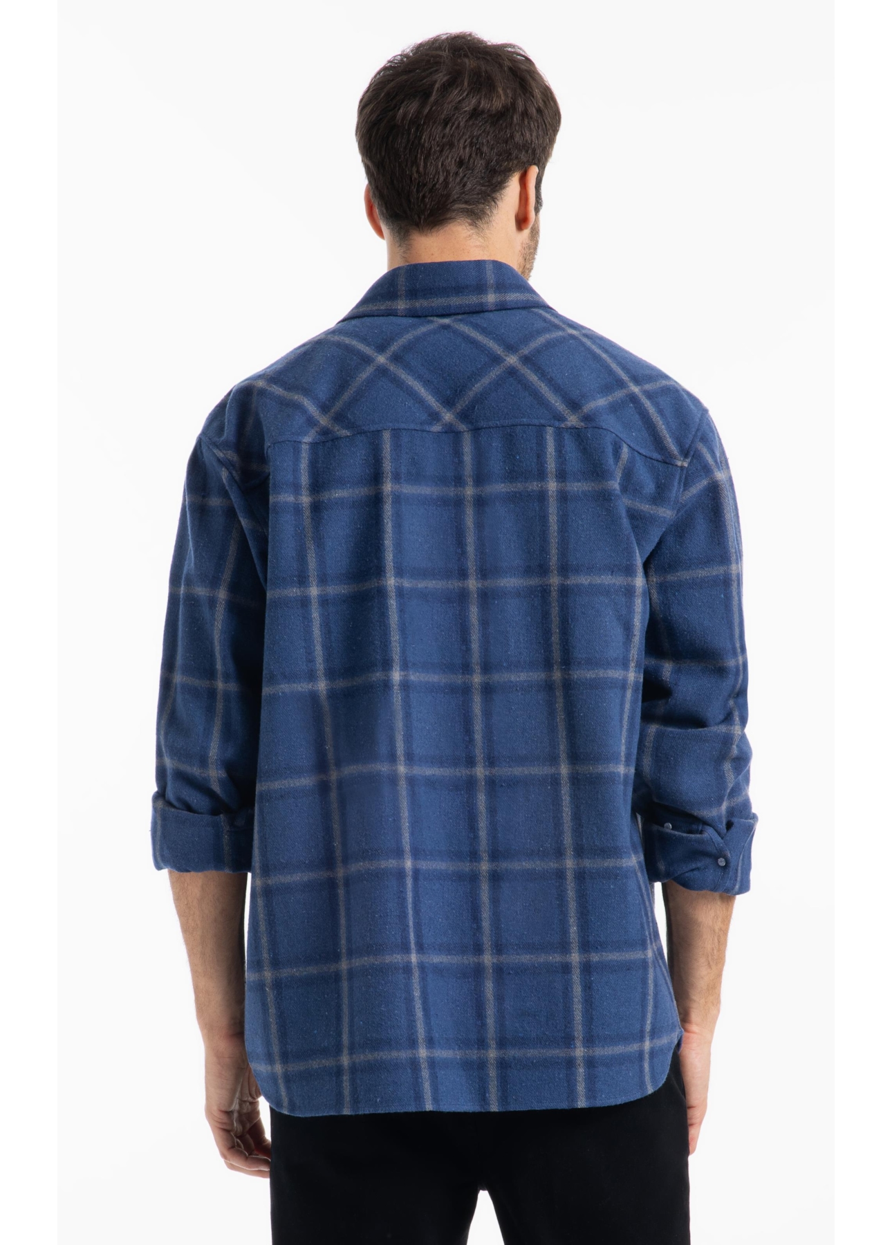 Camisa Xadrez Wool Winter Jackshirt Marinho