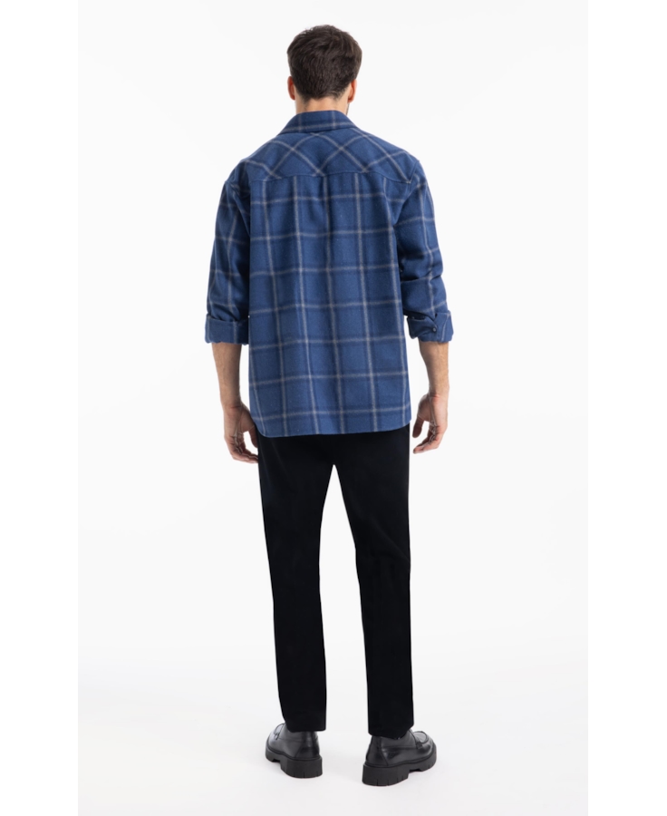 Camisa Xadrez Wool Winter Jackshirt Marinho