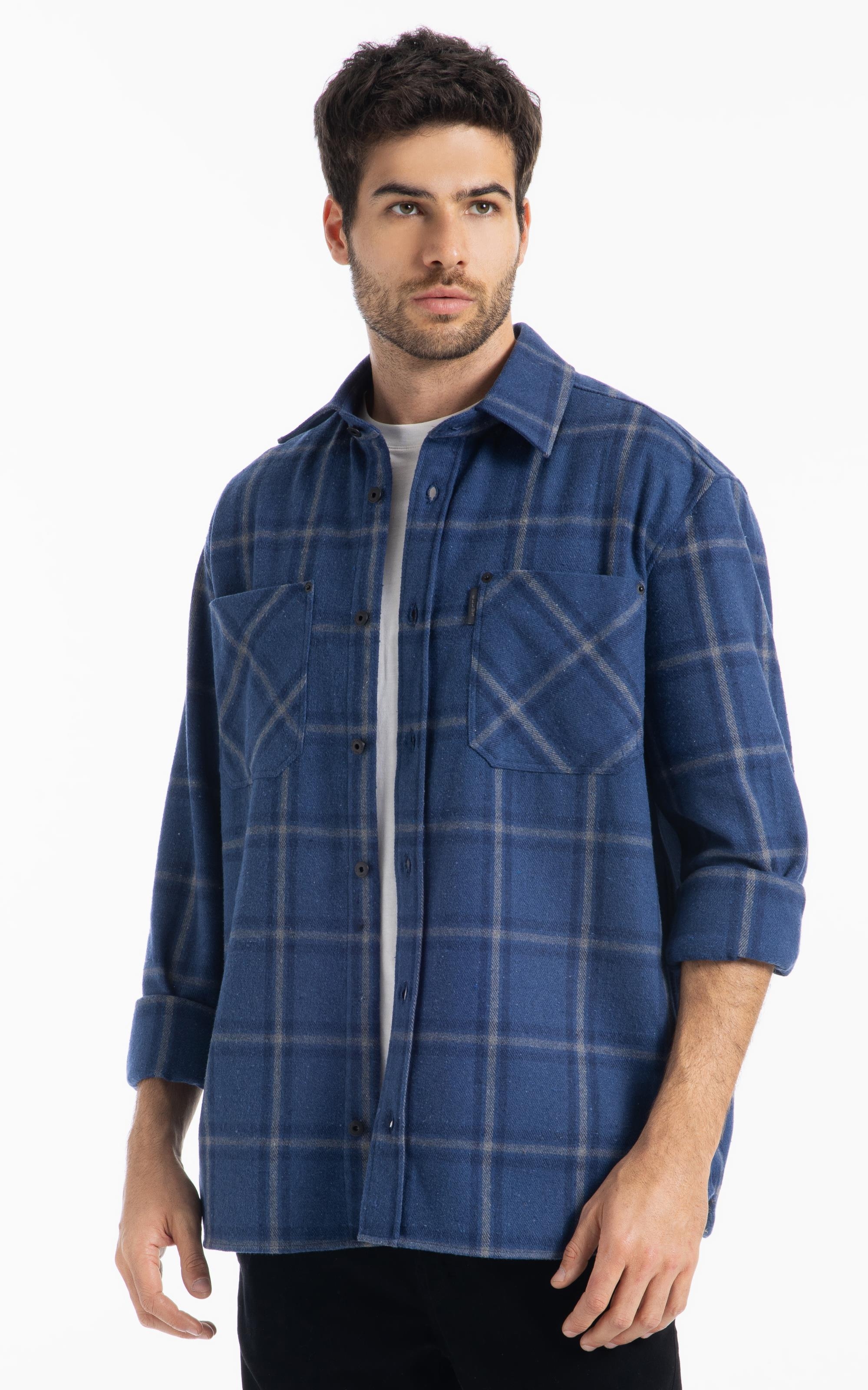 Camisa Xadrez Wool Winter Jackshirt Marinho