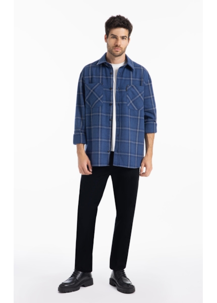 Camisa Xadrez Wool Winter Jackshirt Marinho
