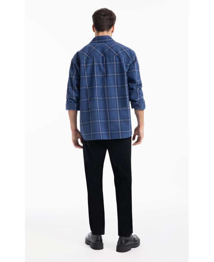 Camisa Xadrez Wool Winter Jackshirt Marinho
