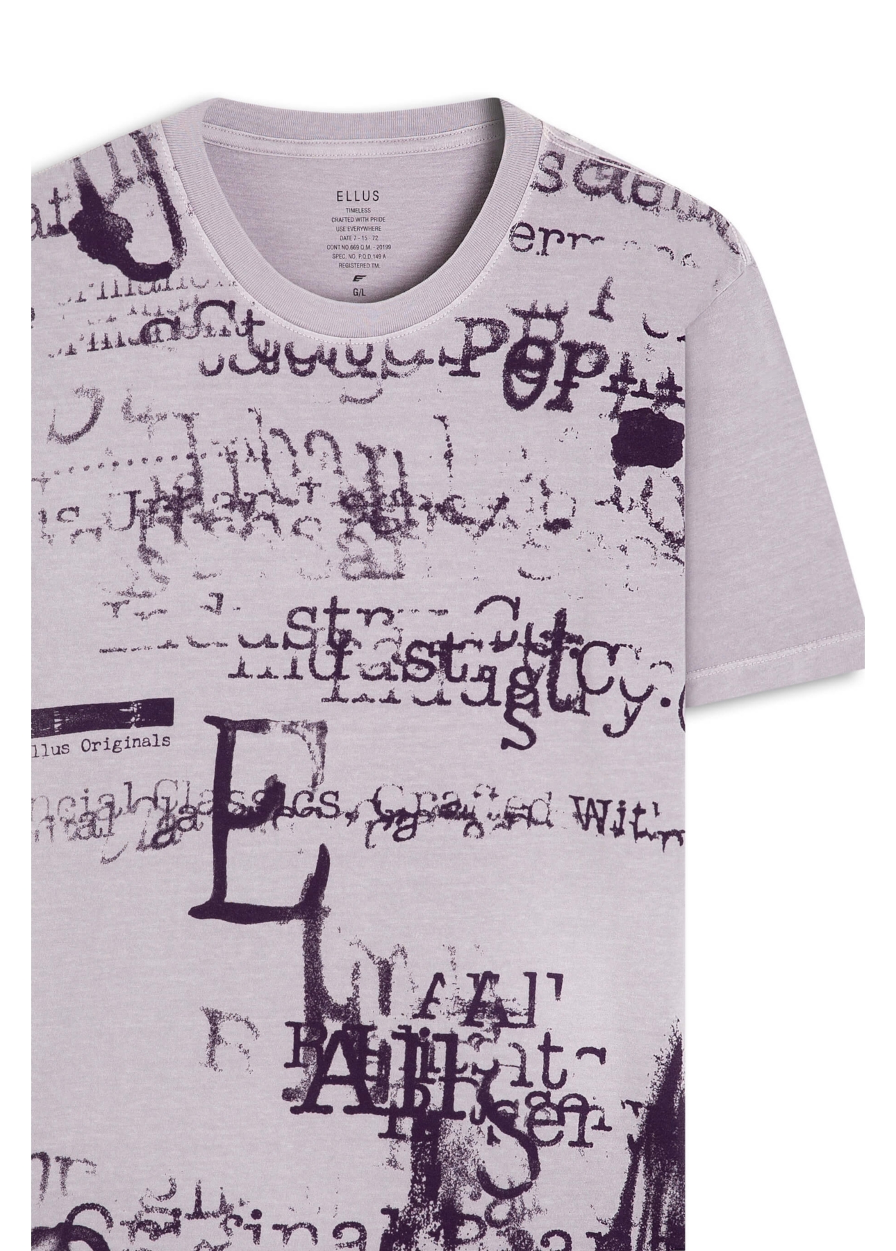 Caneladocotton Washed Full Typewriter Purple Gray