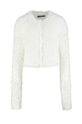 Cardigan Furry Cropped Off White