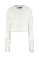 Cardigan Furry Cropped Off White