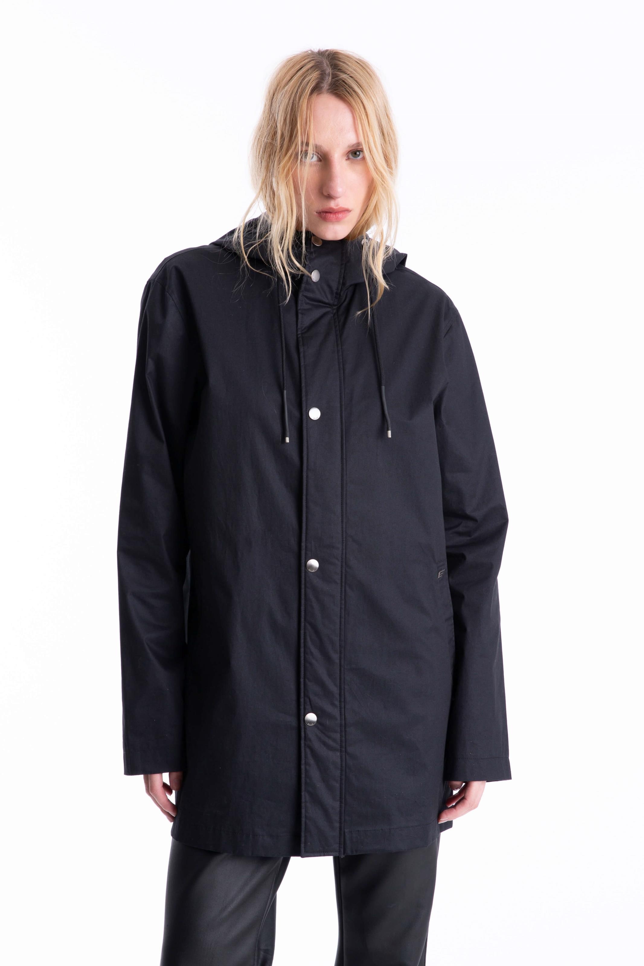 Casaco Coated Cotton Rain Preto