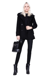 Casaco Cuts Knitted Collar Preto