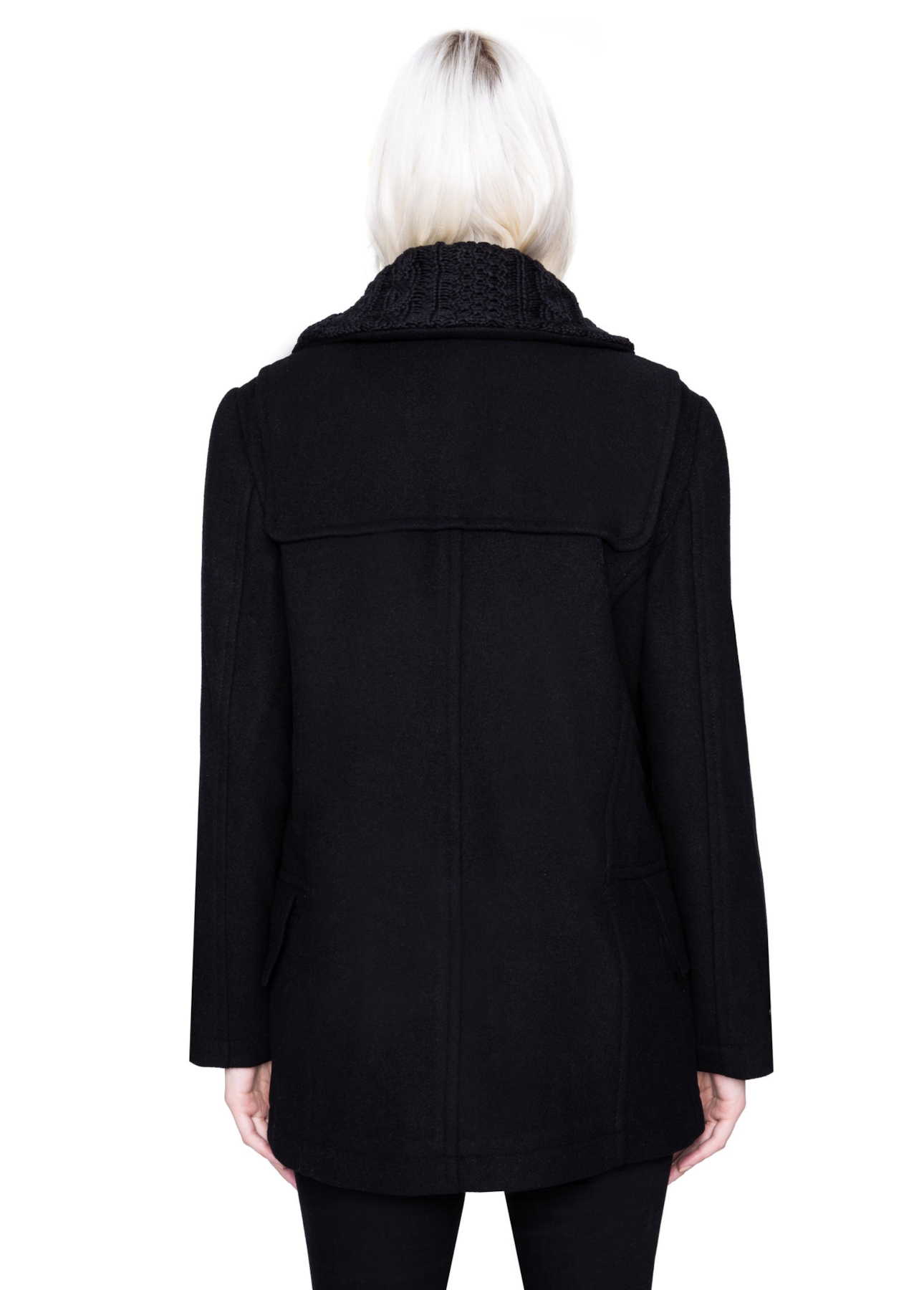 Casaco Cuts Knitted Collar Preto