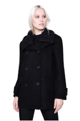 Casaco Cuts Knitted Collar Preto