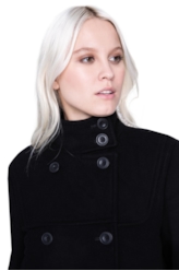 Casaco Cuts Knitted Collar Preto