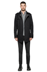 Casaco Twill Wool Trench Dark Navy