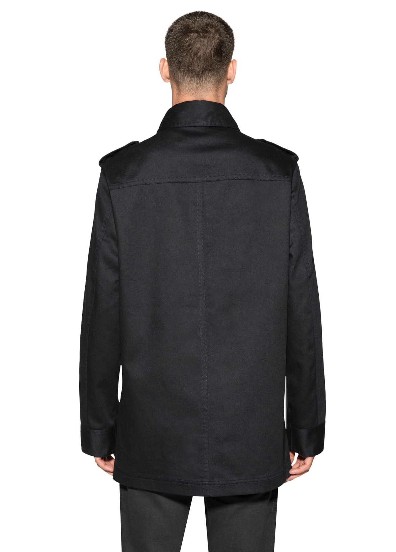 Casaco Twill Wool Trench Dark Navy