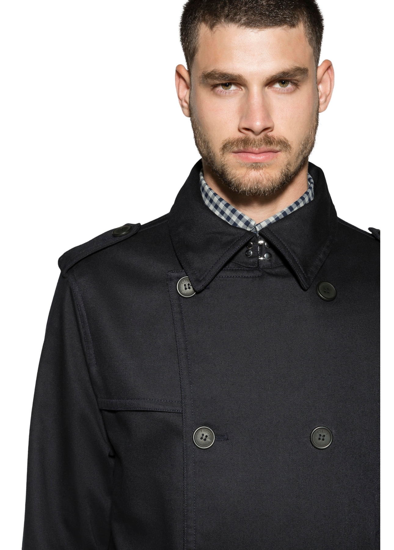 Casaco Twill Wool Trench Dark Navy