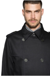 Casaco Twill Wool Trench Dark Navy