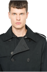 Casaco Twill Wool Trench Preto