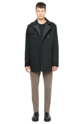 Casaco Twill Wool Trench Preto