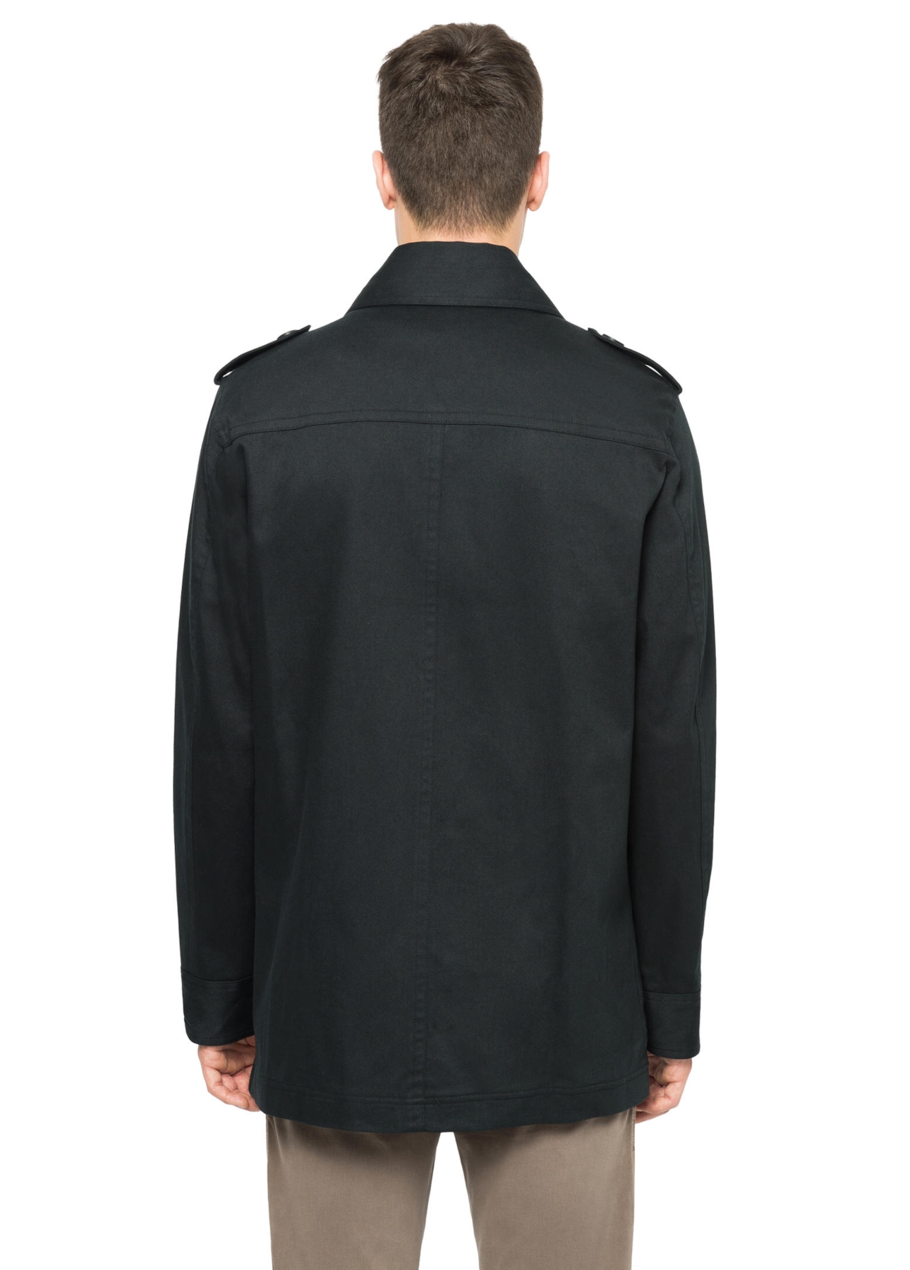 Casaco Twill Wool Trench Preto