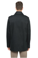 Casaco Twill Wool Trench Preto