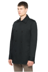 Casaco Twill Wool Trench Preto
