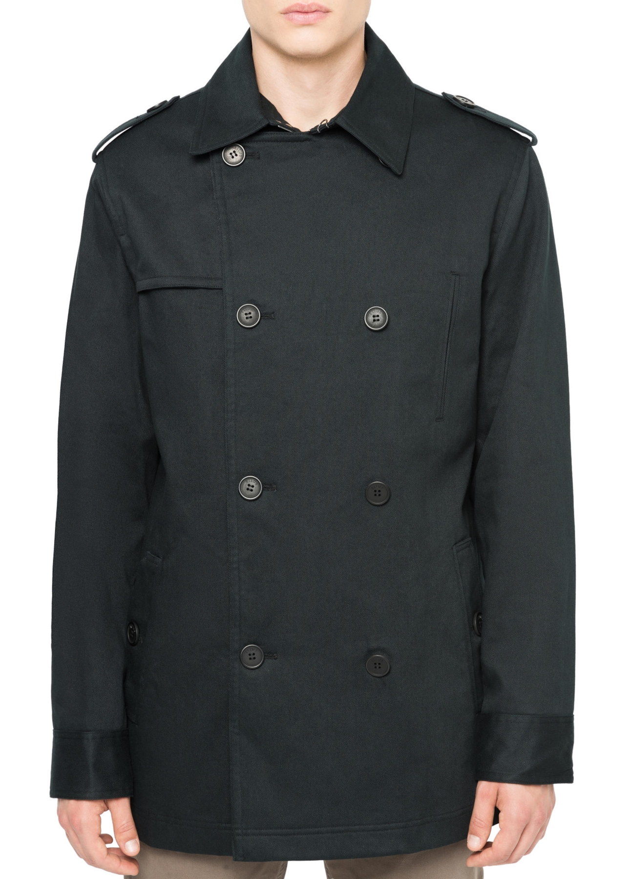 Casaco Twill Wool Trench Preto