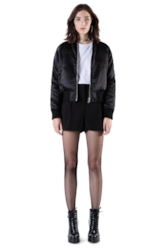 Cetim Bomber Double Face Embroidery Preto
