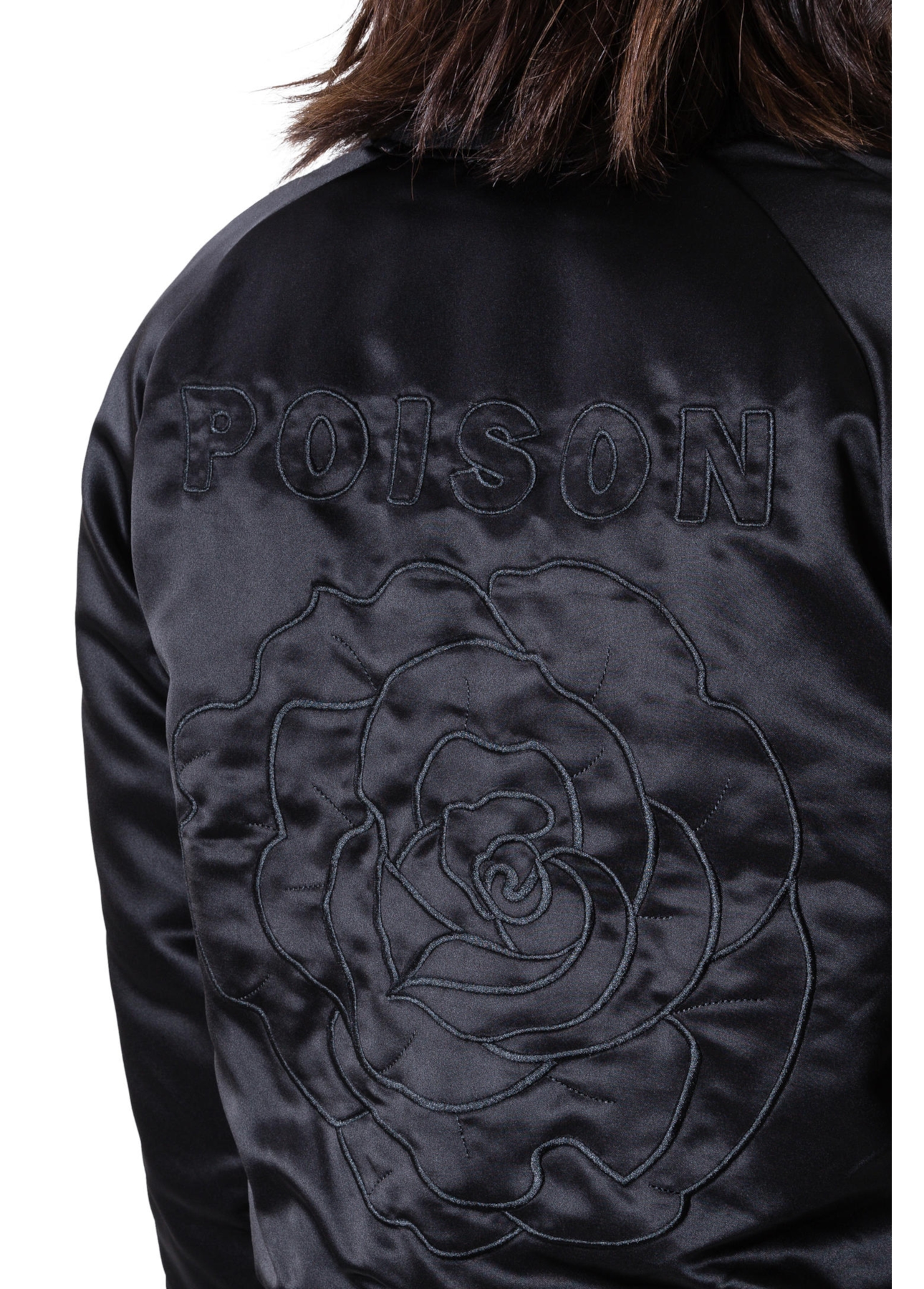 Cetim Bomber Double Face Embroidery Preto
