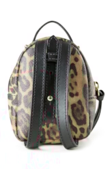 Chaveiro Mini Backpack Ellus Onça Leather Denim Caramelo Pequena