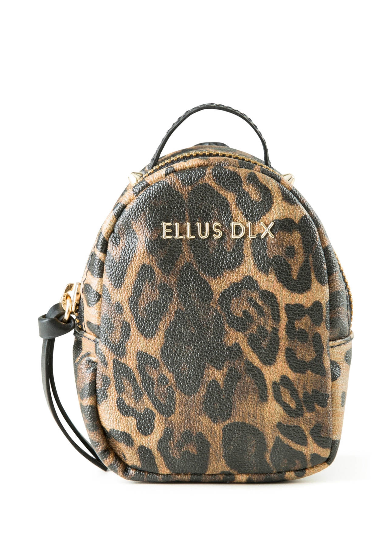 Chaveiro Mini Backpack Ellus Onça Leather Denim Caramelo Pequena