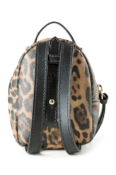 Chaveiro Mini Backpack Ellus Onça Leather Denim Caramelo Pequena