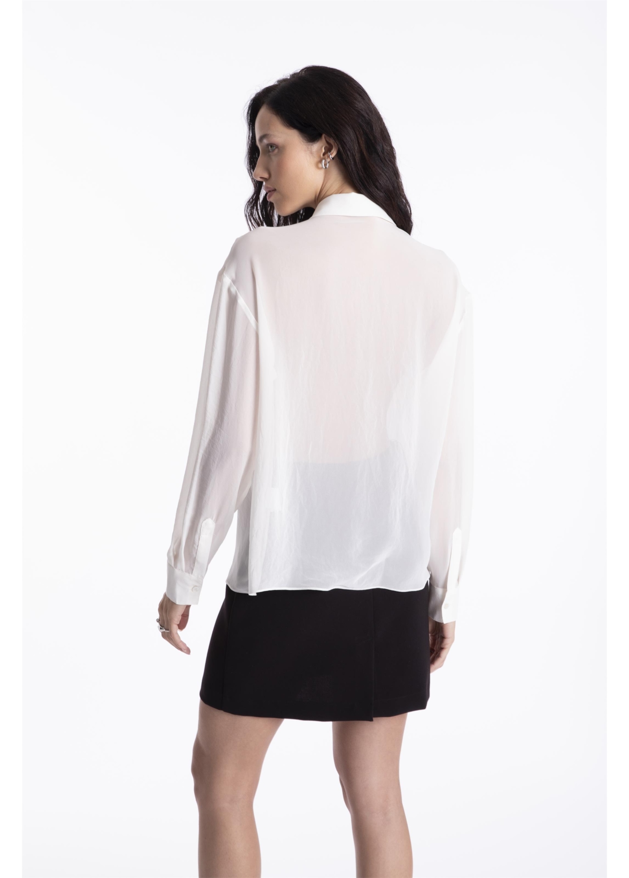 Chiffon Fringes Shirt Off White