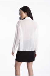 Chiffon Fringes Shirt Off White