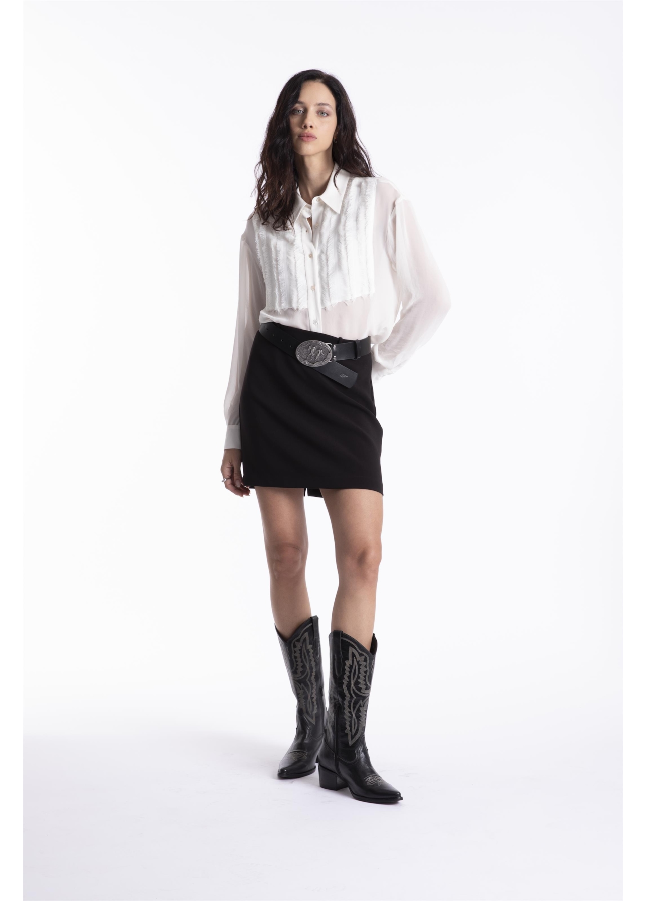 Chiffon Fringes Shirt Off White