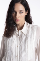 Chiffon Fringes Shirt Off White