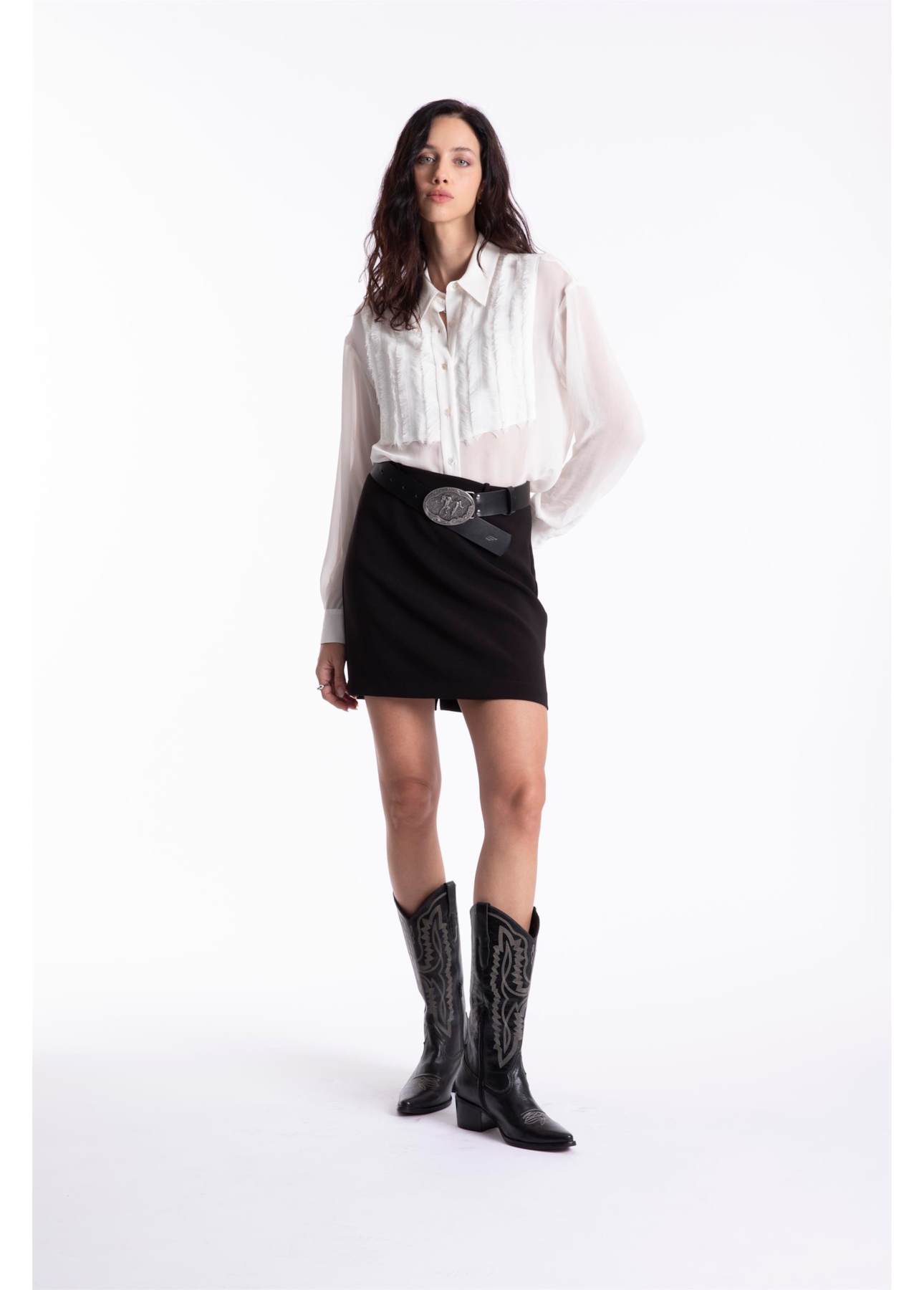 Chiffon Fringes Shirt Off White