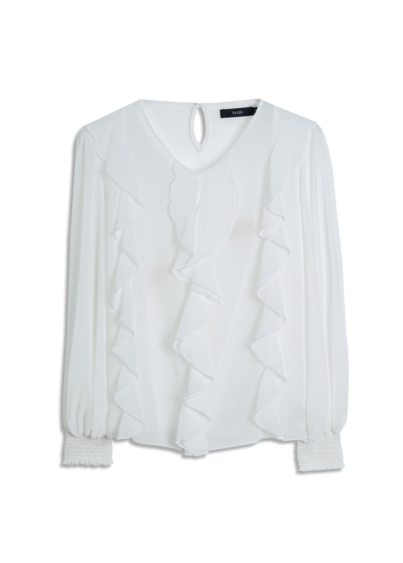 Chiffon Ruffles Elastic Cuff Off White