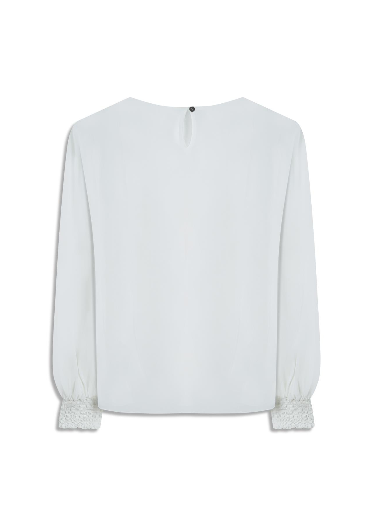 Chiffon Ruffles Elastic Cuff Off White