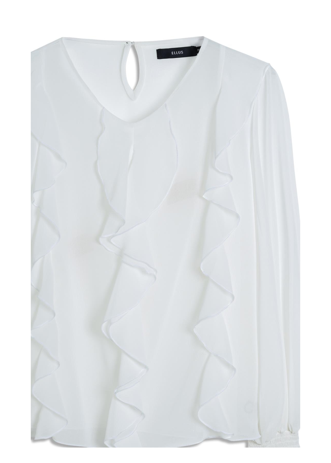 Chiffon Ruffles Elastic Cuff Off White