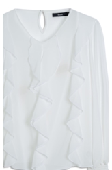 Chiffon Ruffles Elastic Cuff Off White