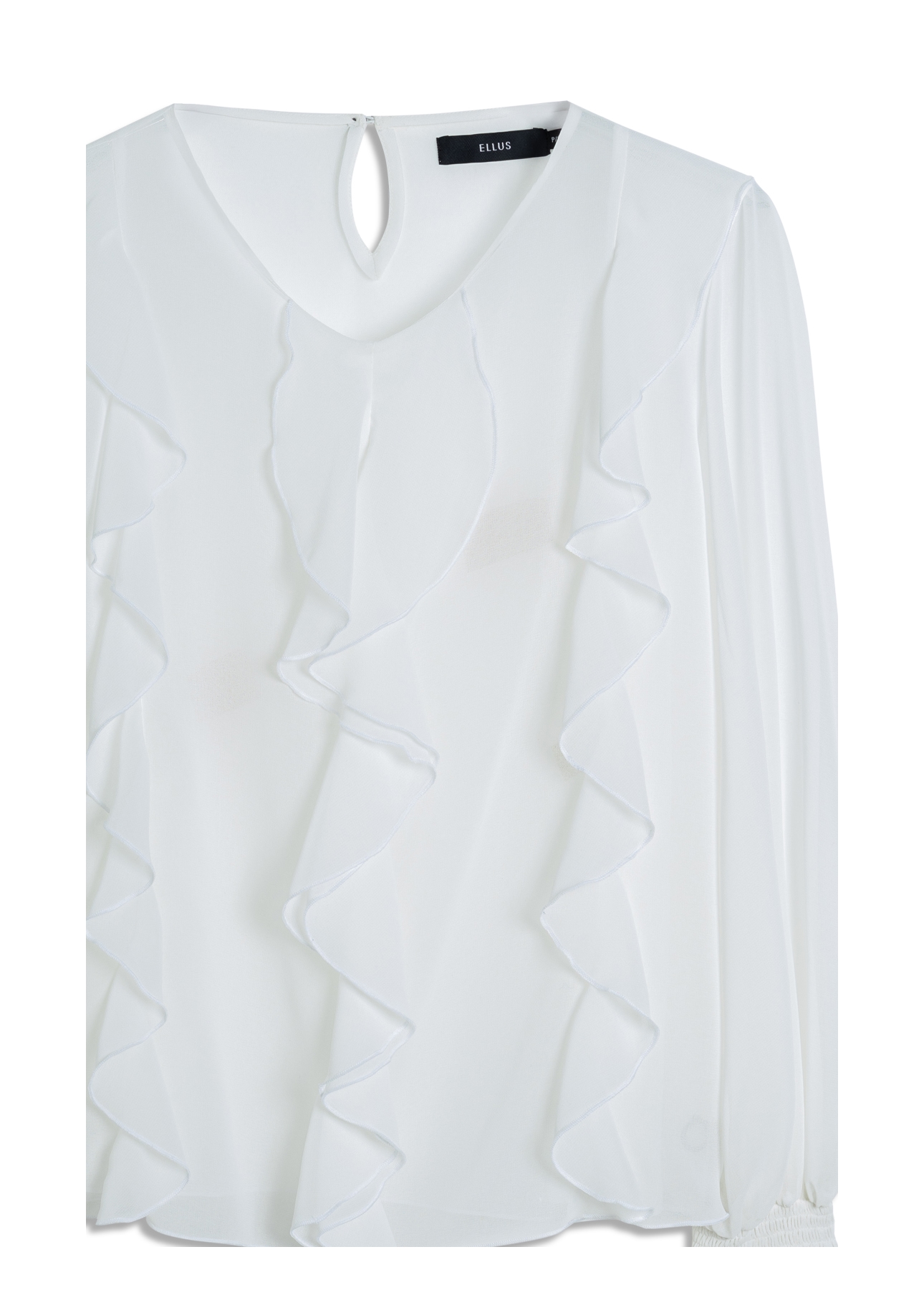Chiffon Ruffles Elastic Cuff Off White