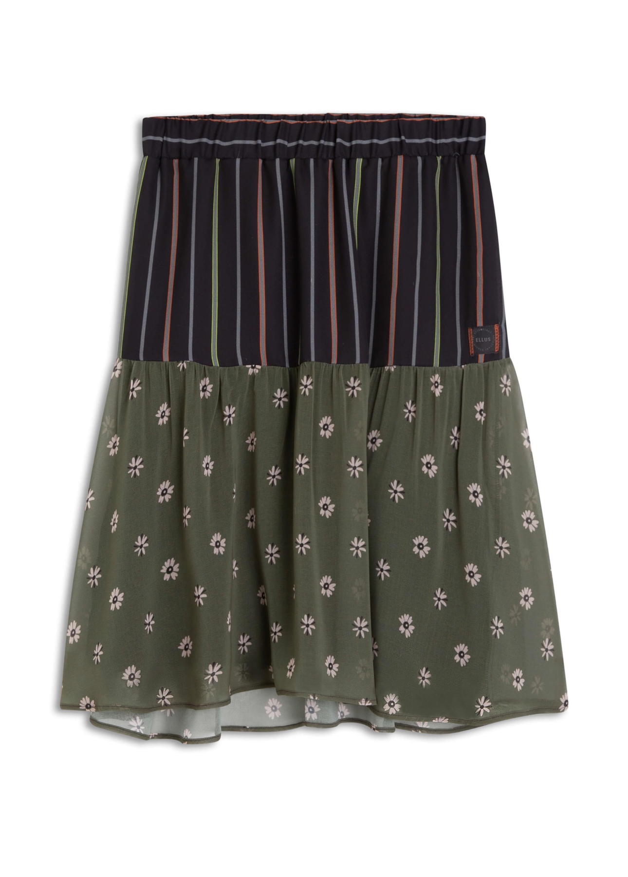 Chiffon Stripes Ruffle Preto C/ Laranja