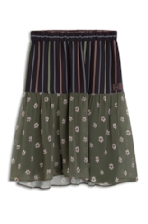 Chiffon Stripes Ruffle Preto C/ Laranja