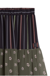 Chiffon Stripes Ruffle Preto C/ Laranja