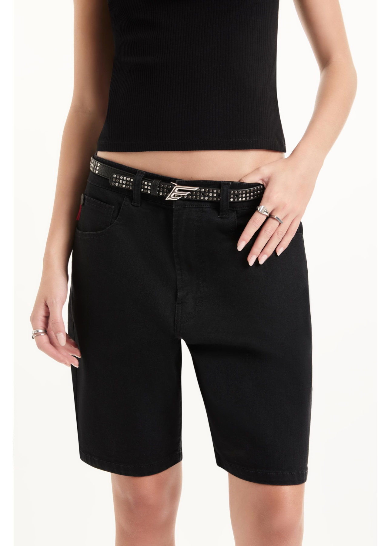 Cinto Fino Studs Ellus Preto