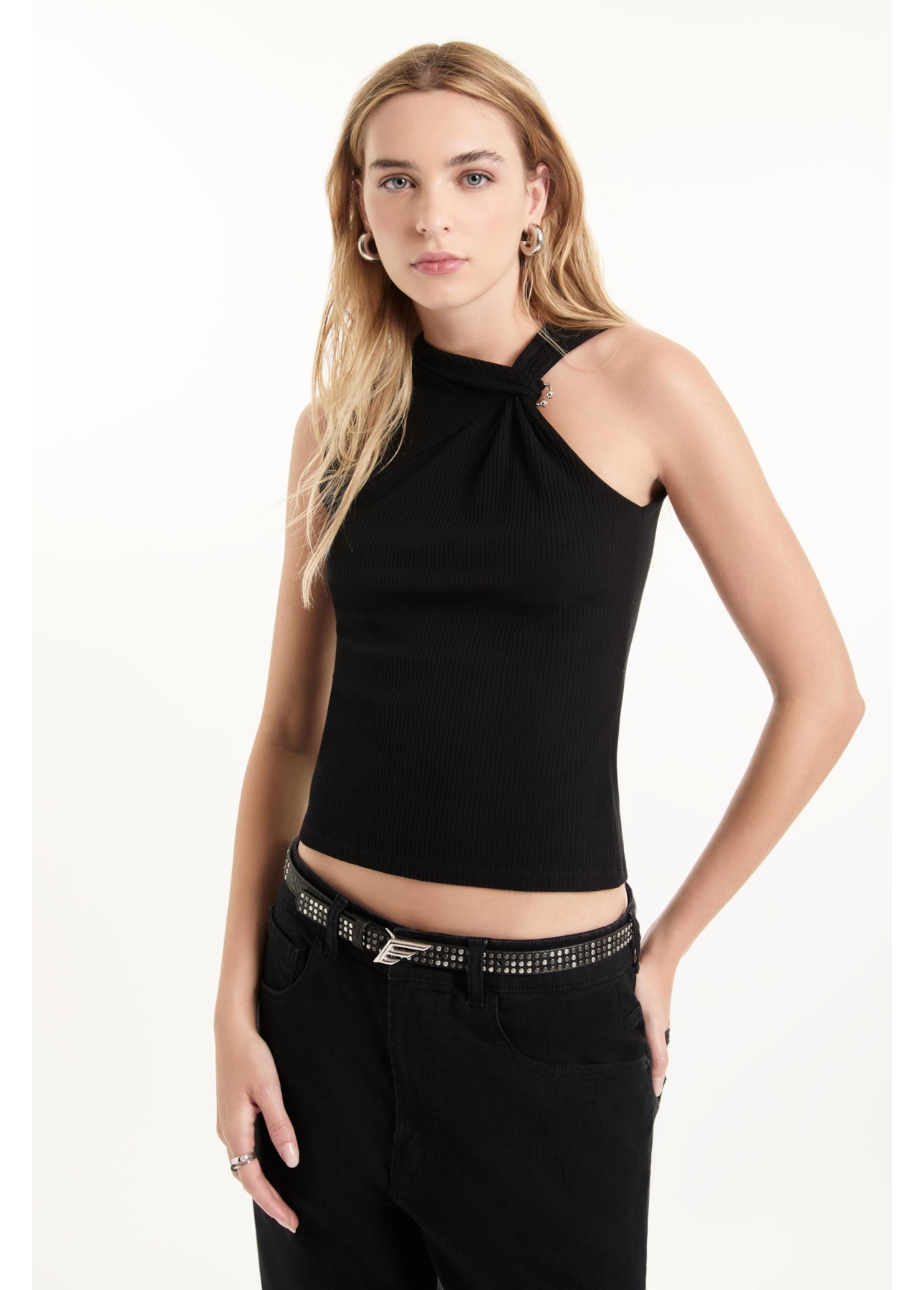 Cinto Fino Studs Ellus Preto