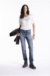 Classic Denim Elastic Ii Slim Barra de Lav.Escuro C/Used+puidos